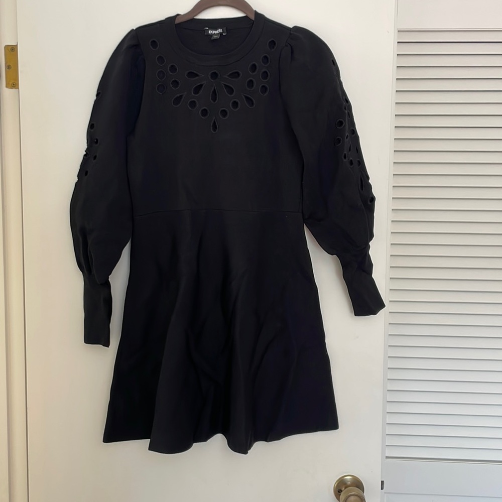 Express black cutout mini long sleeve dress size medium